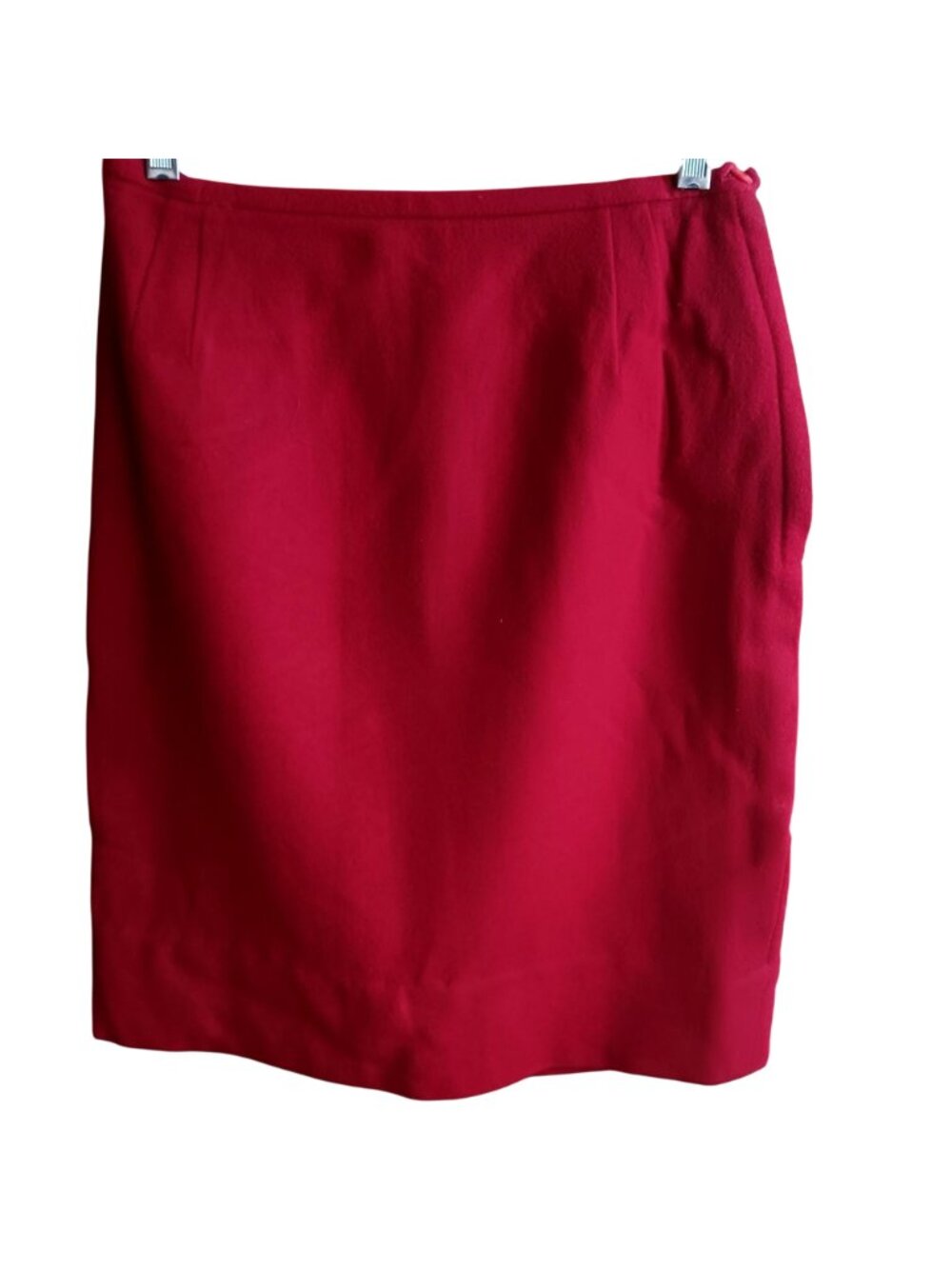 True Vintage Skirt 25W 25" 1960's WOOL/CASHMERE RED SECRETARY SIDE ZIP Einiger
